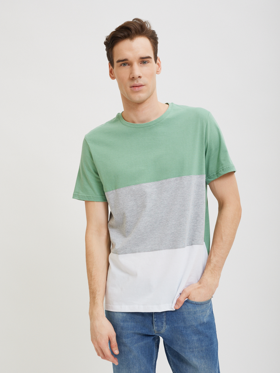 Трёхцветная футболка Sevenext оливкового цвета