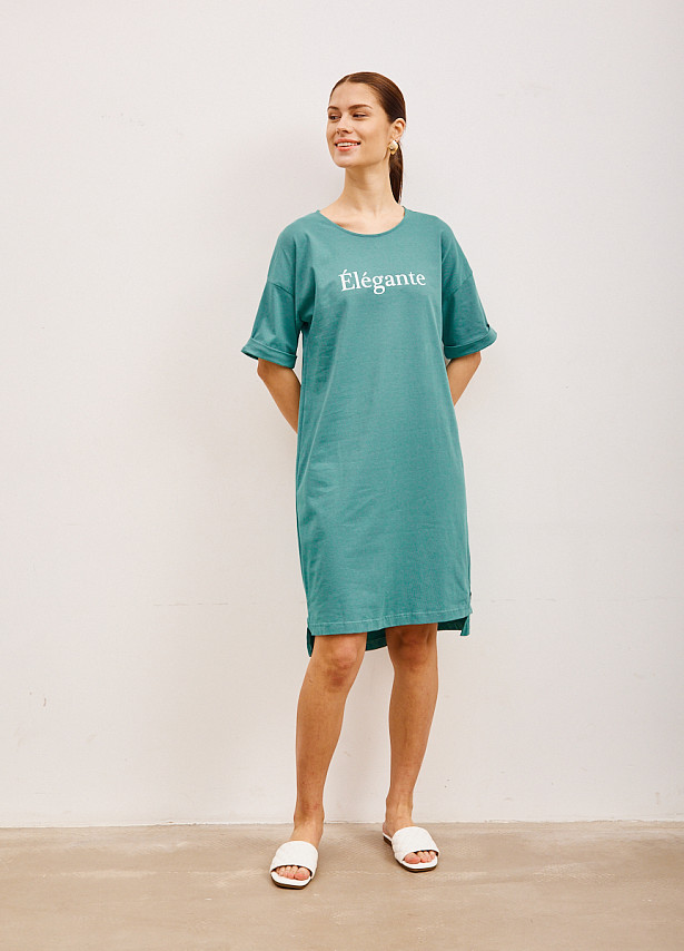 Платье-футболка с принтом зелёное Sevenext