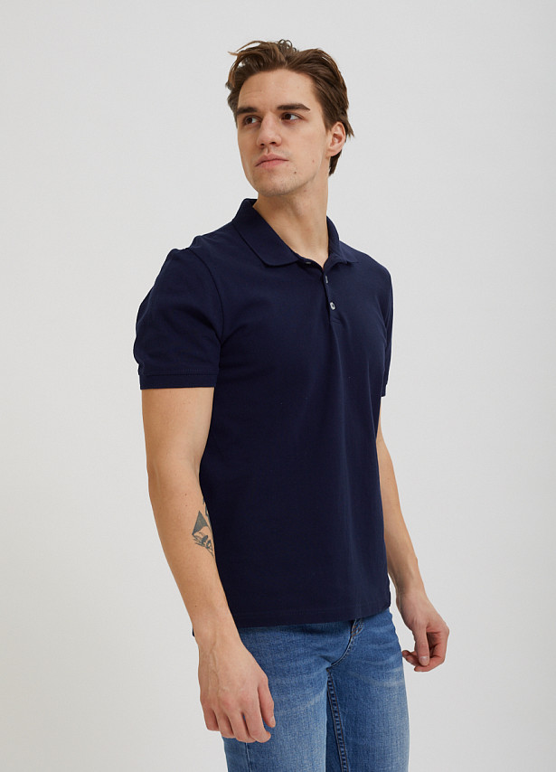 Базовая тёмно-синяя рубашка-поло Sevenext