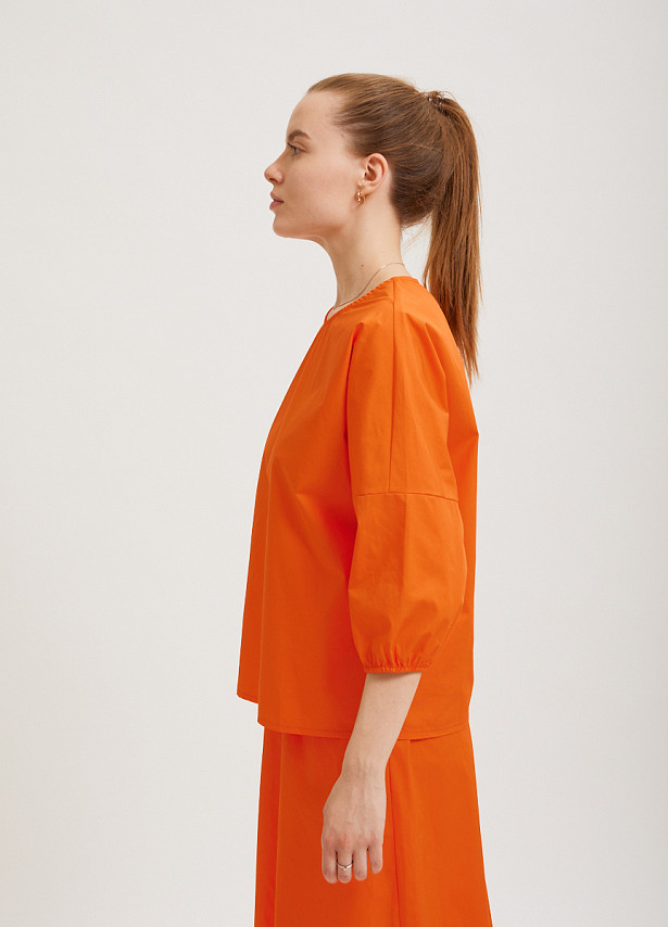 Оранжевая блузка Sevenext с круглым вырезом